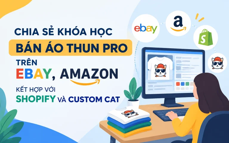 Khóa Học Bán áo thun Pro trên Ebay, Amazon kết hợp với Shopify và Custom Cat
