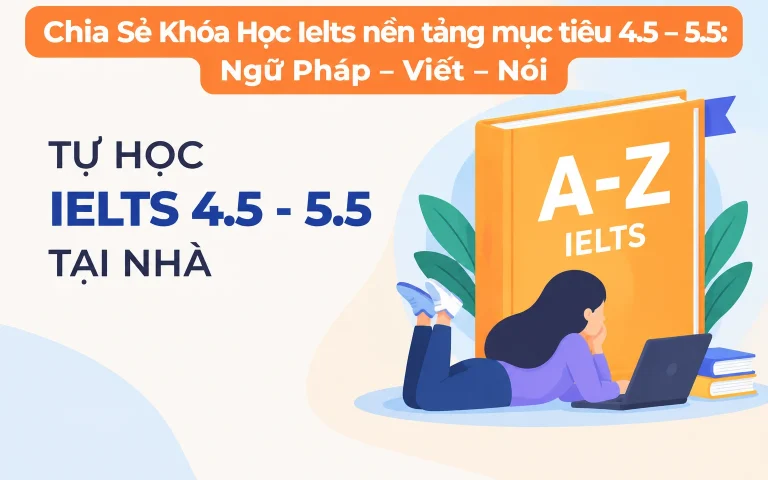Khóa Học Ielts nền tảng mục tiêu 4.5 – 5.5: Ngữ Pháp – Viết – Nói