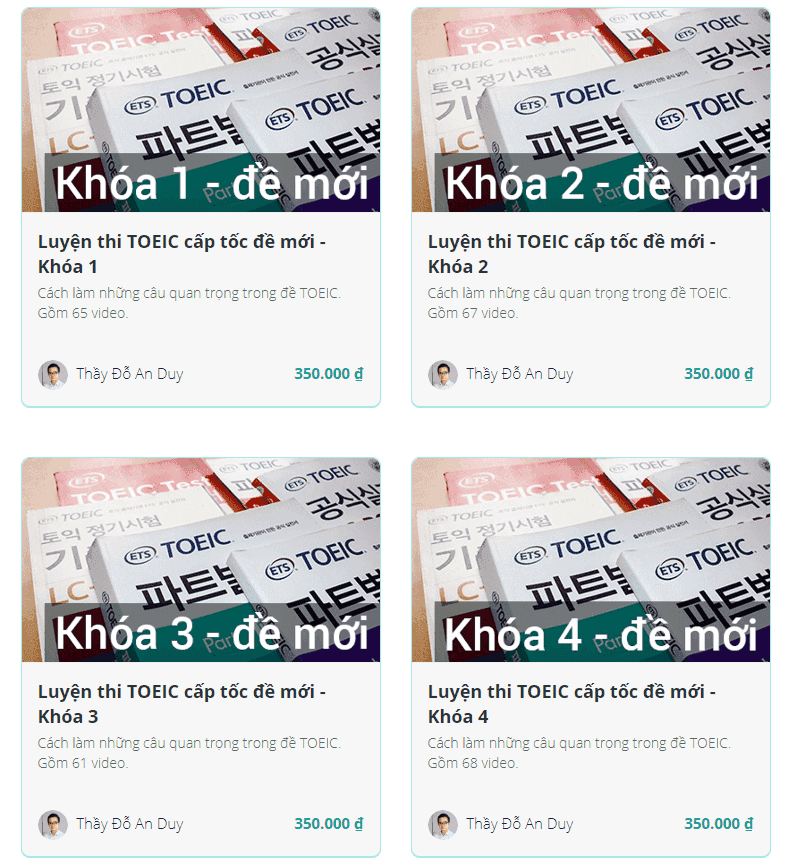 Nội Dung trong Khóa Học Toeic online.toeicmoingay.com