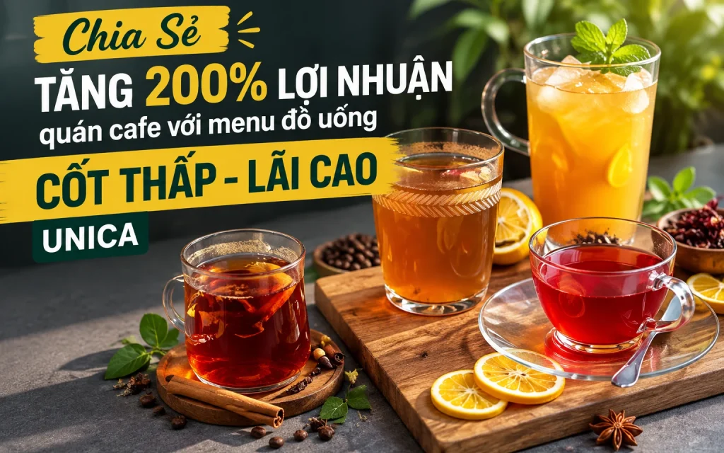Tăng 200% lợi nhuận quán cafe với menu đồ uống cốt thấp – lãi cao unica