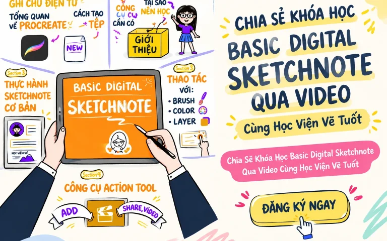 Khóa Học Basic Digital Sketchnote Qua Video Cùng Học Viện Vẽ Tuốt